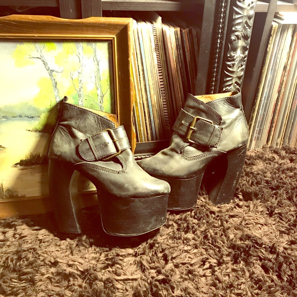 Jeffrey Campbell curved heel platforms